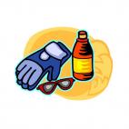 Work glove with work glasses and bottle, decals stickers