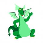 Green dragon waving hand, decals stickers