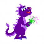 Purple dragon with flowers, decals stickers