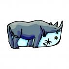 Rhinoceros eating flowers, decals stickers