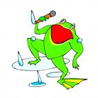 Frog singing in the rain, decals stickers