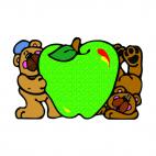 Bears with big green apple, decals stickers
