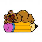 Bear sleeping on pencil, decals stickers