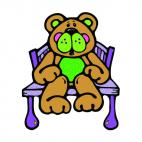 Bear sitting down on chair, decals stickers