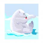 Polar bear licking himself, decals stickers