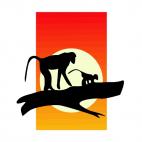 Baboons at sunset, decals stickers