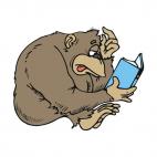Gorilla reading book, decals stickers