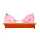 Pigs eating, decals stickers