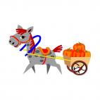 Horse pulling a chariot with pumpkins, decals stickers