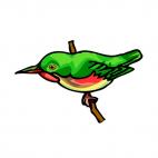 Green bird on a twig, decals stickers