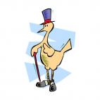 Bird with cane and hat, decals stickers