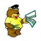 Bear cutting money bill, decals stickers