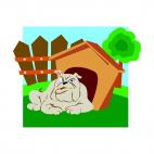 Bulldog with dog house, decals stickers