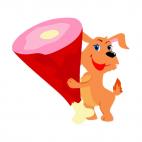 Dog holding ham, decals stickers