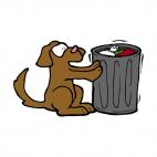 Dog pushing trash, decals stickers