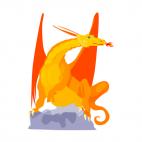 Orange dragon spitting fire, decals stickers