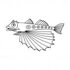 Fish with maniacal face, decals stickers