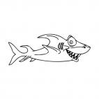 Shark with scary face, decals stickers
