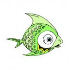 Green fish with big eyes, decals stickers