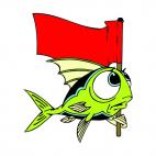 Fish with red flag, decals stickers