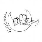 Crab laying down on moon crescent, decals stickers