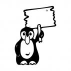 Penguin with sign, decals stickers