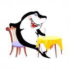 Shark having diner, decals stickers