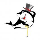 Shark with hat and cane, decals stickers