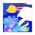 Shark eating fish, decals stickers