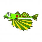 Fish with maniacal face, decals stickers