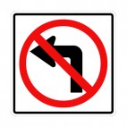 No left turn allowed sign, decals stickers