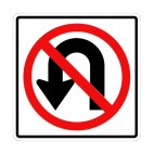 No u-turn allowed sign, decals stickers
