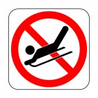 No tobogganing allowed sign, decals stickers