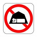 No camping allowed sign, decals stickers
