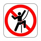 Rock climbing prohibited sign, decals stickers
