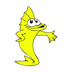 Yellow fish waving hand, decals stickers