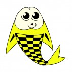 Scared yellow checkered fish , decals stickers