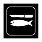 Fish disemboweling sign, decals stickers