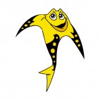 Smiling yellow and black fish, decals stickers