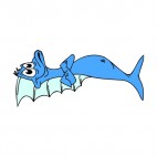 Blue fish with arms crossed, decals stickers