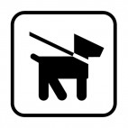 Dog on a leash sign , decals stickers