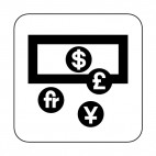 Currency exchange sign, decals stickers