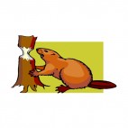 Beaver eating tree trunk , decals stickers