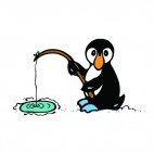 Penguin ice fishing, decals stickers