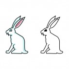 Two rabbits sitting down, decals stickers
