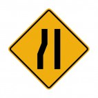 Left lane ending road merge ahead warning sign , decals stickers