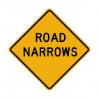 Road narrows warning sign, decals stickers