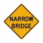 Narrow bridge warning sign, decals stickers