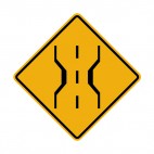 Narrow bridge ahead warning sign, decals stickers
