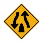 Road split ahead warning sign, decals stickers